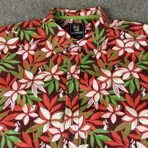 Hinano Tahiti Mens Floral Hawaiian Shirt Short Sleeve, Dream Island, Large